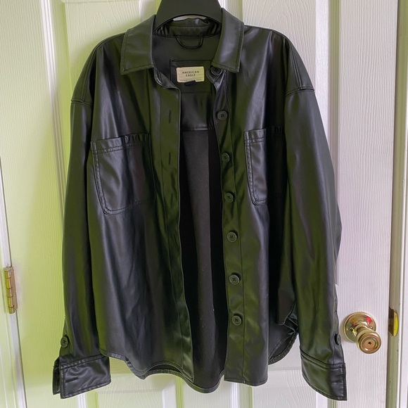 AE Oversized Vegan Leather Shacket - Picture 1 of 3